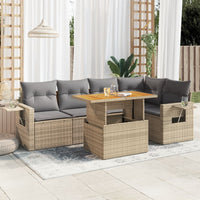 Thumbnail for 6-tlg. Garten-Sofagarnitur mit Kissen Beige Poly Rattan