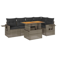 Thumbnail for 6-tlg. Garten-Sofagarnitur mit Kissen Grau Poly Rattan