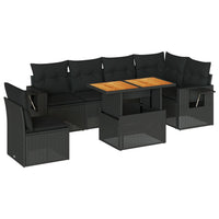 Thumbnail for 7-tlg. Garten-Sofagarnitur mit Kissen Schwarz Poly Rattan