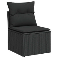 Thumbnail for 7-tlg. Garten-Sofagarnitur mit Kissen Schwarz Poly Rattan