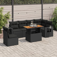 Thumbnail for 7-tlg. Garten-Sofagarnitur mit Kissen Schwarz Poly Rattan