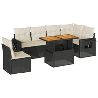 Thumbnail for 7-tlg. Garten-Sofagarnitur mit Kissen Schwarz Poly Rattan