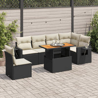 Thumbnail for 7-tlg. Garten-Sofagarnitur mit Kissen Schwarz Poly Rattan