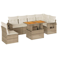 Thumbnail for 7-tlg. Garten-Sofagarnitur mit Kissen Beige Poly Rattan