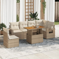 Thumbnail for 7-tlg. Garten-Sofagarnitur mit Kissen Beige Poly Rattan