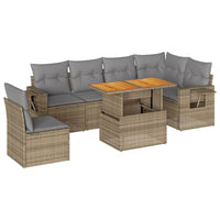 Thumbnail for 7-tlg. Garten-Sofagarnitur mit Kissen Beige Poly Rattan