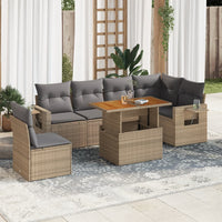 Thumbnail for 7-tlg. Garten-Sofagarnitur mit Kissen Beige Poly Rattan