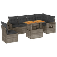 Thumbnail for 7-tlg. Garten-Sofagarnitur mit Kissen Grau Poly Rattan