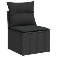 Thumbnail for 9-tlg. Garten-Sofagarnitur mit Kissen Schwarz Poly Rattan