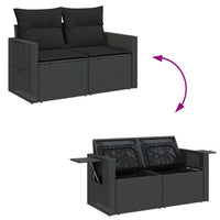 Thumbnail for 9-tlg. Garten-Sofagarnitur mit Kissen Schwarz Poly Rattan