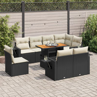 Thumbnail for 9-tlg. Garten-Sofagarnitur mit Kissen Schwarz Poly Rattan