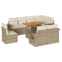 Thumbnail for 9-tlg. Garten-Sofagarnitur mit Kissen Beige Poly Rattan
