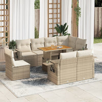 Thumbnail for 9-tlg. Garten-Sofagarnitur mit Kissen Beige Poly Rattan
