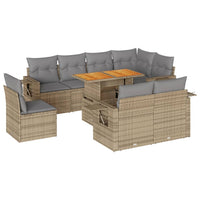 Thumbnail for 9-tlg. Garten-Sofagarnitur mit Kissen Beige Poly Rattan