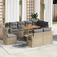 Thumbnail for 9-tlg. Garten-Sofagarnitur mit Kissen Beige Poly Rattan
