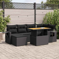 Thumbnail for 7-tlg. Garten-Sofagarnitur mit Kissen Schwarz Poly Rattan