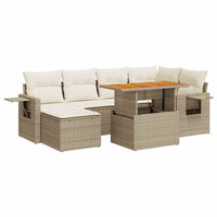 Thumbnail for 7-tlg. Garten-Sofagarnitur mit Kissen Beige Poly Rattan