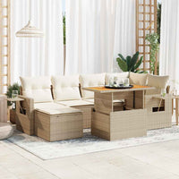 Thumbnail for 7-tlg. Garten-Sofagarnitur mit Kissen Beige Poly Rattan