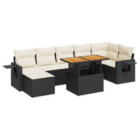Thumbnail for 8-tlg. Garten-Sofagarnitur mit Kissen Schwarz Poly Rattan