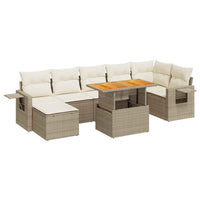 Thumbnail for 8-tlg. Garten-Sofagarnitur mit Kissen Beige Poly Rattan