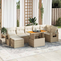 Thumbnail for 8-tlg. Garten-Sofagarnitur mit Kissen Beige Poly Rattan