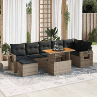 Thumbnail for 8-tlg. Garten-Sofagarnitur mit Kissen Grau Poly Rattan