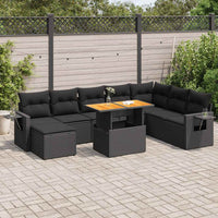 Thumbnail for 9-tlg. Garten-Sofagarnitur mit Kissen Schwarz Poly Rattan