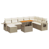 Thumbnail for 9-tlg. Garten-Sofagarnitur mit Kissen Beige Poly Rattan