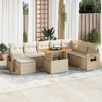 Thumbnail for 9-tlg. Garten-Sofagarnitur mit Kissen Beige Poly Rattan
