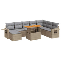 Thumbnail for 9-tlg. Garten-Sofagarnitur mit Kissen Beige Poly Rattan
