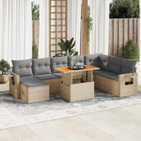 Thumbnail for 9-tlg. Garten-Sofagarnitur mit Kissen Beige Poly Rattan