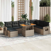 Thumbnail for 9-tlg. Garten-Sofagarnitur mit Kissen Grau Poly Rattan