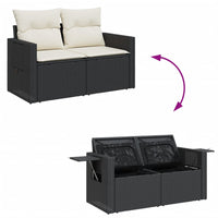 Thumbnail for 10-tlg. Garten-Sofagarnitur mit Kissen Schwarz Poly Rattan