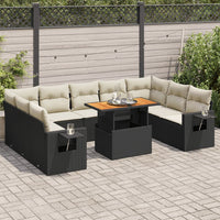 Thumbnail for 10-tlg. Garten-Sofagarnitur mit Kissen Schwarz Poly Rattan
