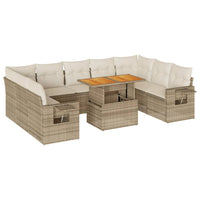 Thumbnail for 10-tlg. Garten-Sofagarnitur mit Kissen Beige Poly Rattan