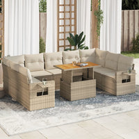 Thumbnail for 10-tlg. Garten-Sofagarnitur mit Kissen Beige Poly Rattan