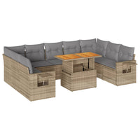 Thumbnail for 10-tlg. Garten-Sofagarnitur mit Kissen Beige Poly Rattan