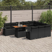 Thumbnail for 11-tlg. Garten-Sofagarnitur mit Kissen Schwarz Poly Rattan
