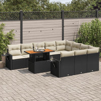 Thumbnail for 11-tlg. Garten-Sofagarnitur mit Kissen Schwarz Poly Rattan