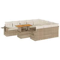 Thumbnail for 11-tlg. Garten-Sofagarnitur mit Kissen Beige Poly Rattan