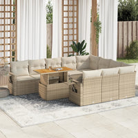 Thumbnail for 11-tlg. Garten-Sofagarnitur mit Kissen Beige Poly Rattan
