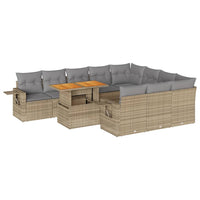 Thumbnail for 11-tlg. Garten-Sofagarnitur mit Kissen Beige Poly Rattan