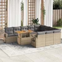 Thumbnail for 11-tlg. Garten-Sofagarnitur mit Kissen Beige Poly Rattan