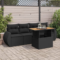 Thumbnail for 5-tlg. Garten-Sofagarnitur mit Kissen Schwarz Poly Rattan