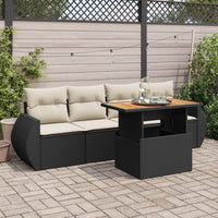 Thumbnail for 5-tlg. Garten-Sofagarnitur mit Kissen Schwarz Poly Rattan