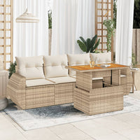 Thumbnail for 5-tlg. Garten-Sofagarnitur mit Kissen Beige Poly Rattan
