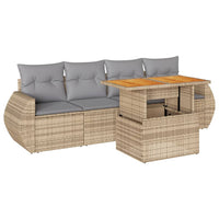Thumbnail for 5-tlg. Garten-Sofagarnitur mit Kissen Beige Poly Rattan