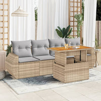 Thumbnail for 5-tlg. Garten-Sofagarnitur mit Kissen Beige Poly Rattan