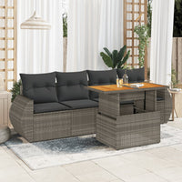 Thumbnail for 5-tlg. Garten-Sofagarnitur mit Kissen Grau Poly Rattan