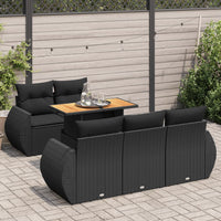 Thumbnail for 6-tlg. Garten-Sofagarnitur mit Kissen Schwarz Poly Rattan